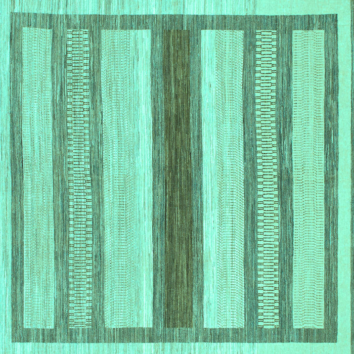 Square Machine Washable Abstract Turquoise Modern Area Rugs, wshabs799turq