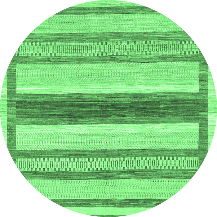 Round Abstract Emerald Green Modern Rug, abs799emgrn