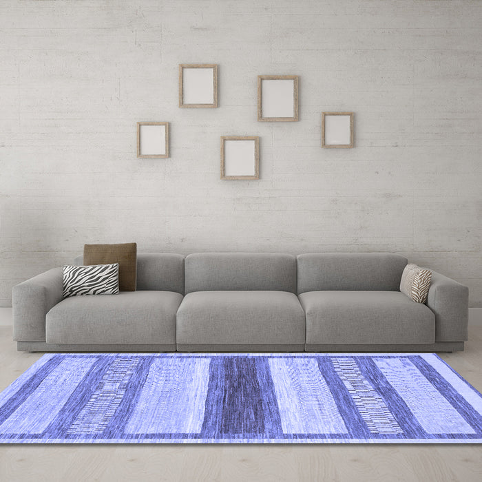 Machine Washable Abstract Blue Modern Rug in a Living Room, wshabs799blu