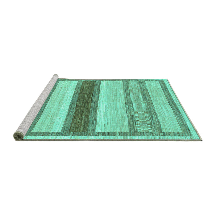 Sideview of Machine Washable Abstract Turquoise Modern Area Rugs, wshabs799turq