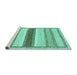 Sideview of Machine Washable Abstract Turquoise Modern Area Rugs, wshabs799turq