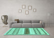 Machine Washable Abstract Turquoise Modern Area Rugs in a Living Room,, wshabs799turq