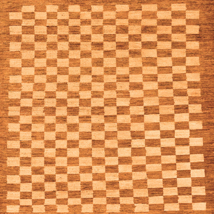 Square Checkered Orange Modern Rug, abs79org