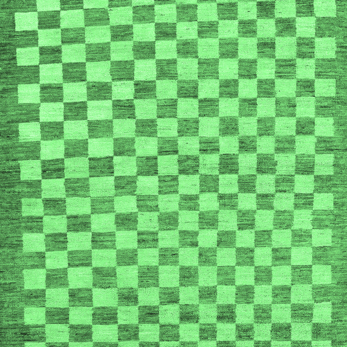 Machine Washable Checkered Emerald Green Modern Area Rugs, wshabs79emgrn