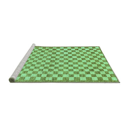 Sideview of Machine Washable Checkered Turquoise Modern Area Rugs, wshabs79turq