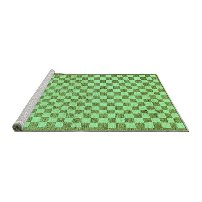 Sideview of Machine Washable Checkered Turquoise Modern Area Rugs, wshabs79turq