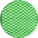 Round Machine Washable Checkered Emerald Green Modern Area Rugs, wshabs79emgrn