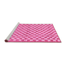 Sideview of Machine Washable Checkered Pink Modern Rug, wshabs79pnk