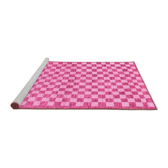 Sideview of Machine Washable Checkered Pink Modern Rug, wshabs79pnk
