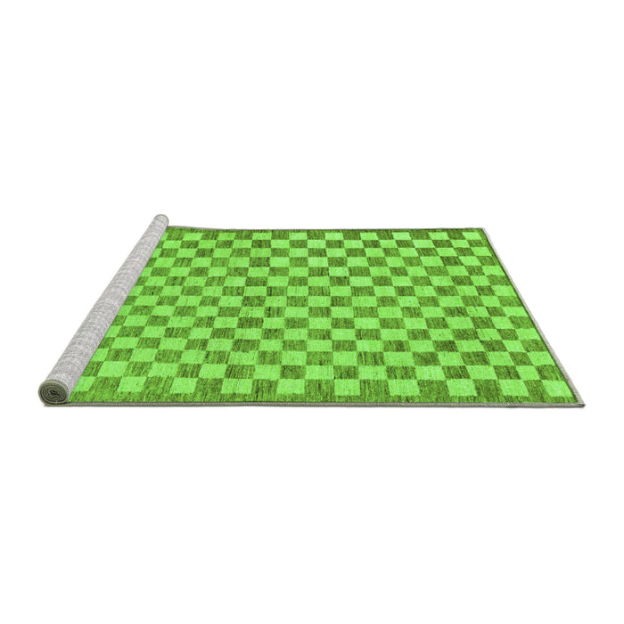 Sideview of Machine Washable Checkered Green Modern Area Rugs, wshabs79grn