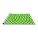 Sideview of Machine Washable Checkered Green Modern Area Rugs, wshabs79grn