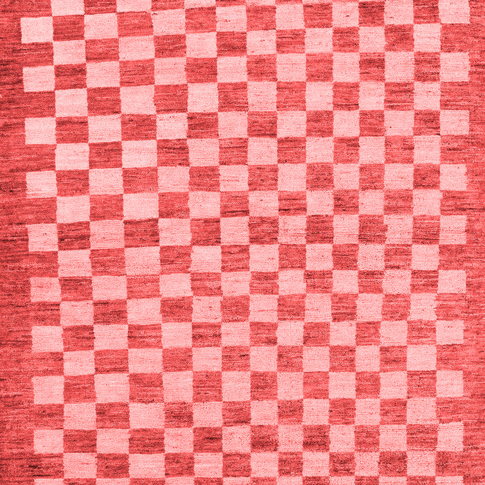 Machine Washable Checkered Red Modern Rug, wshabs79red