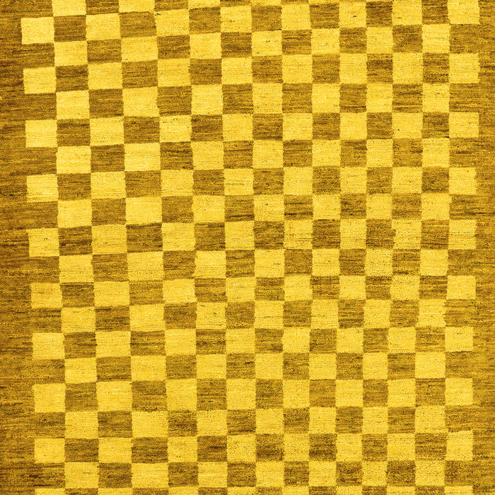 Machine Washable Checkered Yellow Modern Rug, wshabs79yw