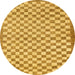 Round Abstract Sedona Brown Checkered Rug, abs79