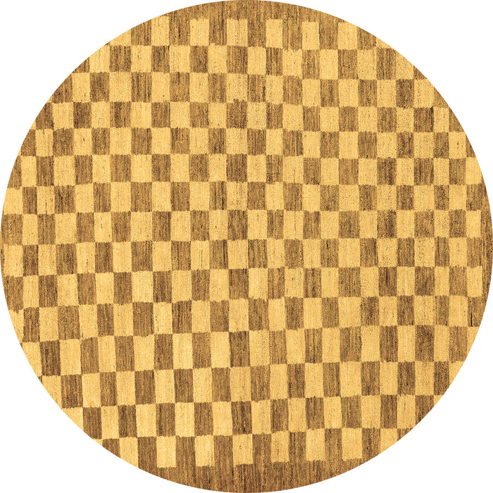 Round Machine Washable Checkered Brown Modern Rug, wshabs79brn