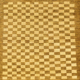 Square Abstract Sedona Brown Checkered Rug, abs79