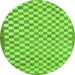 Round Machine Washable Checkered Green Modern Area Rugs, wshabs79grn