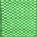 Square Machine Washable Checkered Emerald Green Modern Area Rugs, wshabs79emgrn