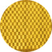 Round Checkered Yellow Modern Rug, abs79yw