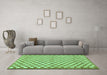 Machine Washable Checkered Turquoise Modern Area Rugs in a Living Room,, wshabs79turq