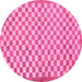 Round Checkered Pink Modern Rug, abs79pnk