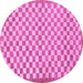 Round Checkered Purple Modern Rug, abs79pur