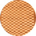 Round Machine Washable Checkered Orange Modern Area Rugs, wshabs79org