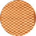 Round Checkered Orange Modern Rug, abs79org