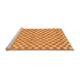 Sideview of Machine Washable Checkered Orange Modern Area Rugs, wshabs79org