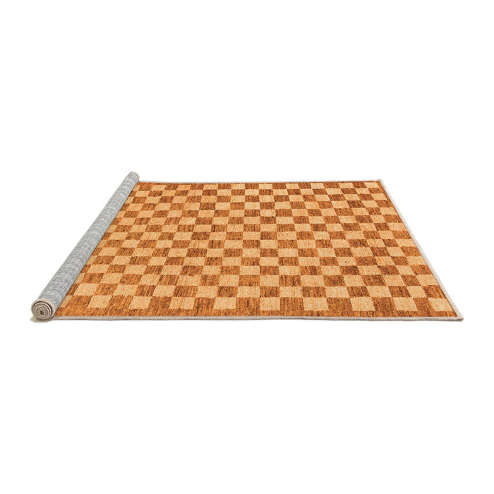 Sideview of Machine Washable Checkered Orange Modern Area Rugs, wshabs79org