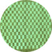 Round Machine Washable Checkered Turquoise Modern Area Rugs, wshabs79turq