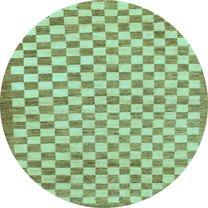 Round Machine Washable Checkered Light Blue Modern Rug, wshabs79lblu