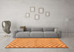 Machine Washable Checkered Orange Modern Area Rugs in a Living Room, wshabs79org
