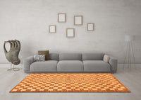 Machine Washable Checkered Orange Modern Rug, wshabs79org