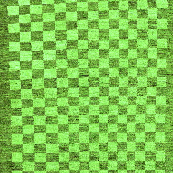 Machine Washable Checkered Green Modern Area Rugs, wshabs79grn