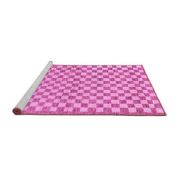 Sideview of Machine Washable Checkered Purple Modern Area Rugs, wshabs79pur