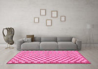 Machine Washable Checkered Pink Modern Rug, wshabs79pnk