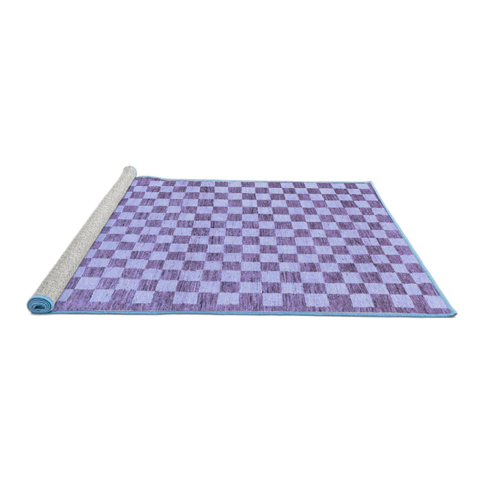 Sideview of Machine Washable Checkered Blue Modern Rug, wshabs79blu