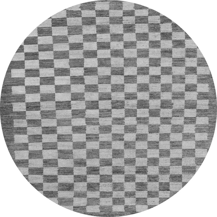 Round Machine Washable Checkered Gray Modern Rug, wshabs79gry