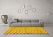 Machine Washable Checkered Yellow Modern Rug in a Living Room, wshabs79yw