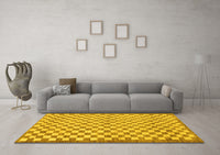 Machine Washable Checkered Yellow Modern Rug, wshabs79yw