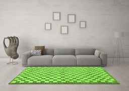 Machine Washable Checkered Green Modern Area Rugs in a Living Room,, wshabs79grn
