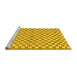 Sideview of Machine Washable Checkered Yellow Modern Rug, wshabs79yw