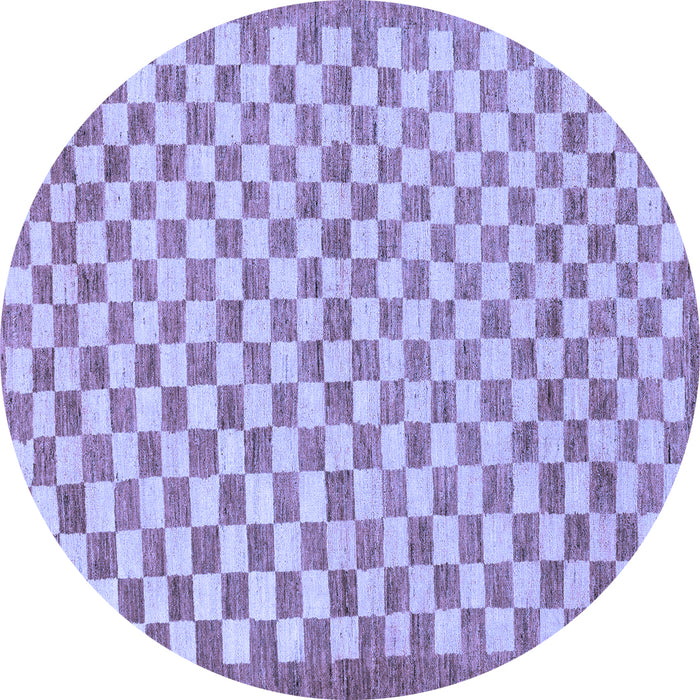 Round Checkered Blue Modern Rug, abs79blu
