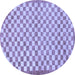 Round Checkered Blue Modern Rug, abs79blu