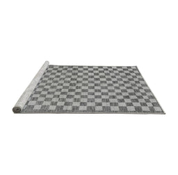 Sideview of Machine Washable Checkered Gray Modern Rug, wshabs79gry