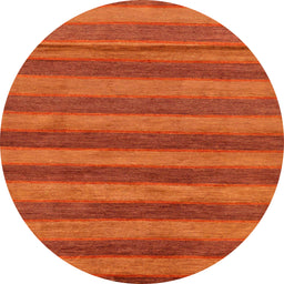 Round Machine Washable Abstract Orange Red Rug, wshabs7