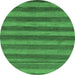 Round Machine Washable Abstract Emerald Green Modern Area Rugs, wshabs7emgrn