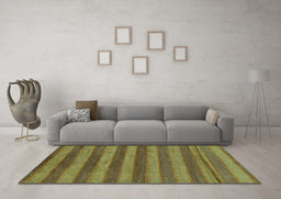 Machine Washable Abstract Turquoise Modern Area Rugs in a Living Room,, wshabs7turq
