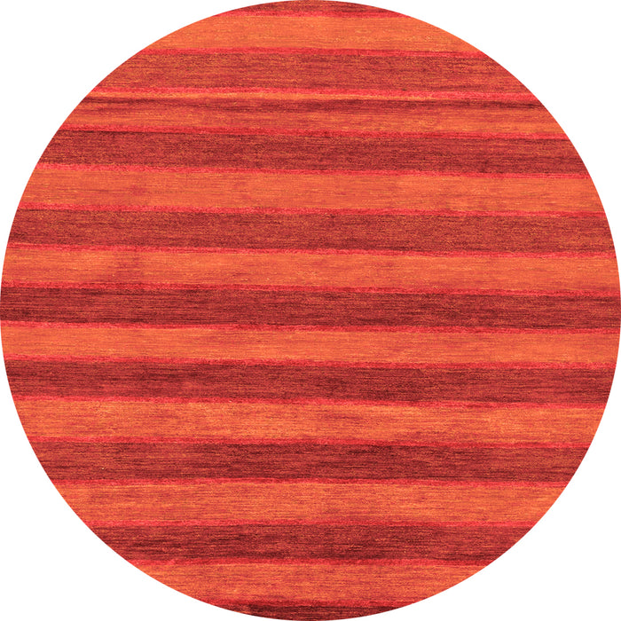 Round Machine Washable Abstract Orange Modern Area Rugs, wshabs7org